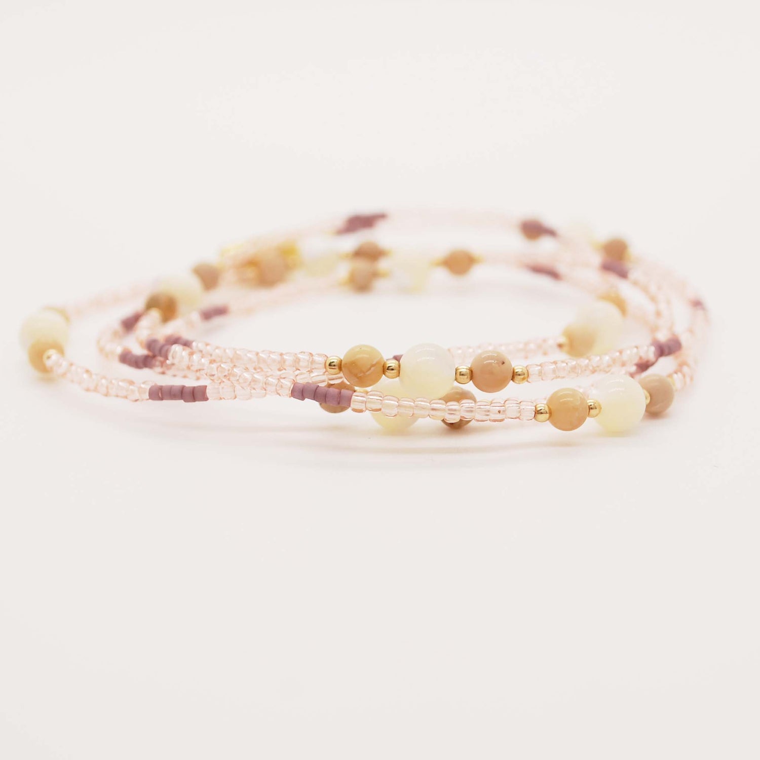 Moonstone and Dendritic Opal Waist Beads