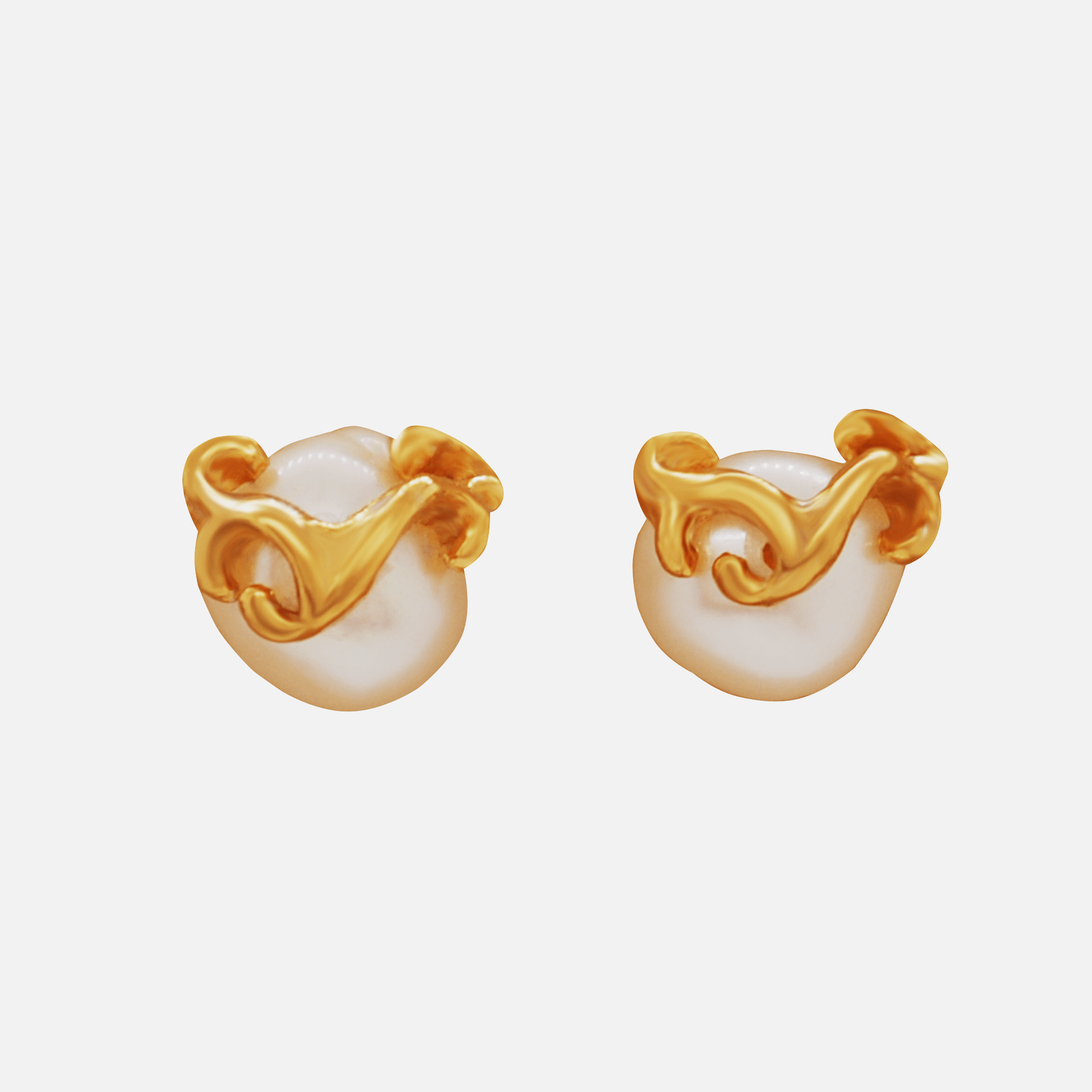 Baroque Pearl Scroll Earrings