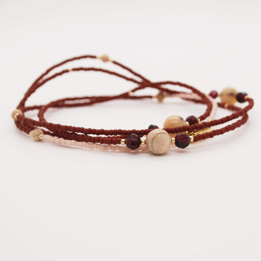 Dendritic Opal and Garnet Waist Beads