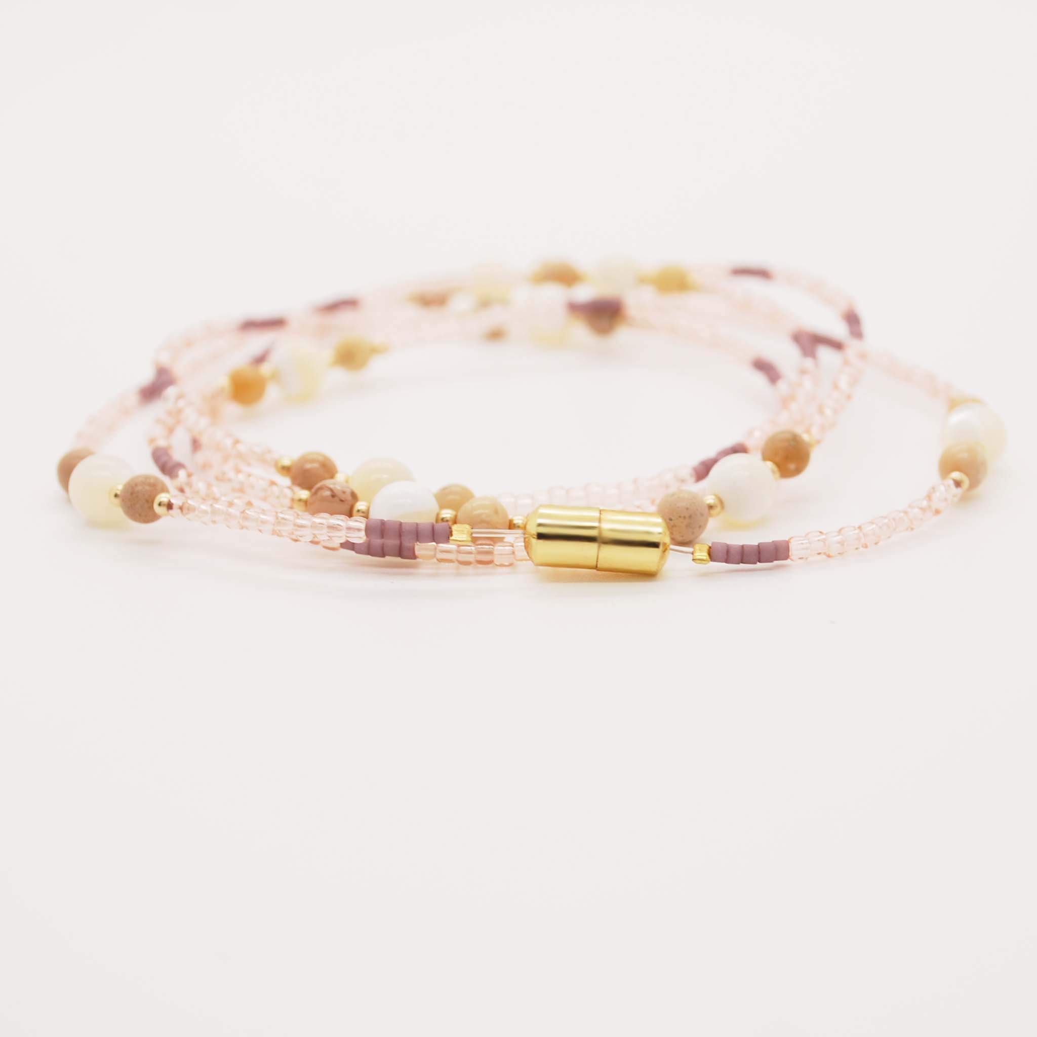 Moonstone and Dendritic Opal Waist Beads